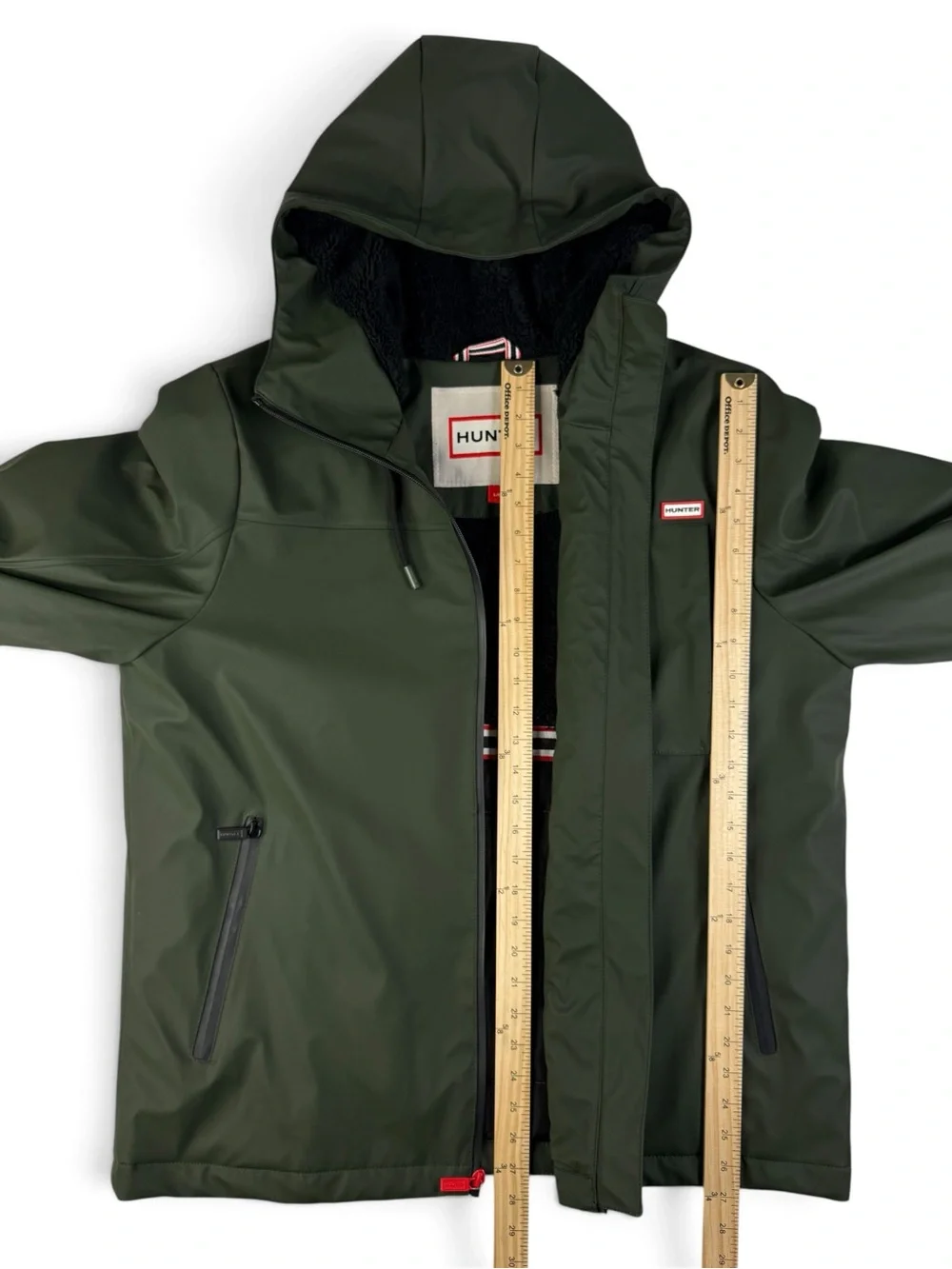 Hunter Men’s Dark Green Fleece Lined Hooded Jacket NWOT Large